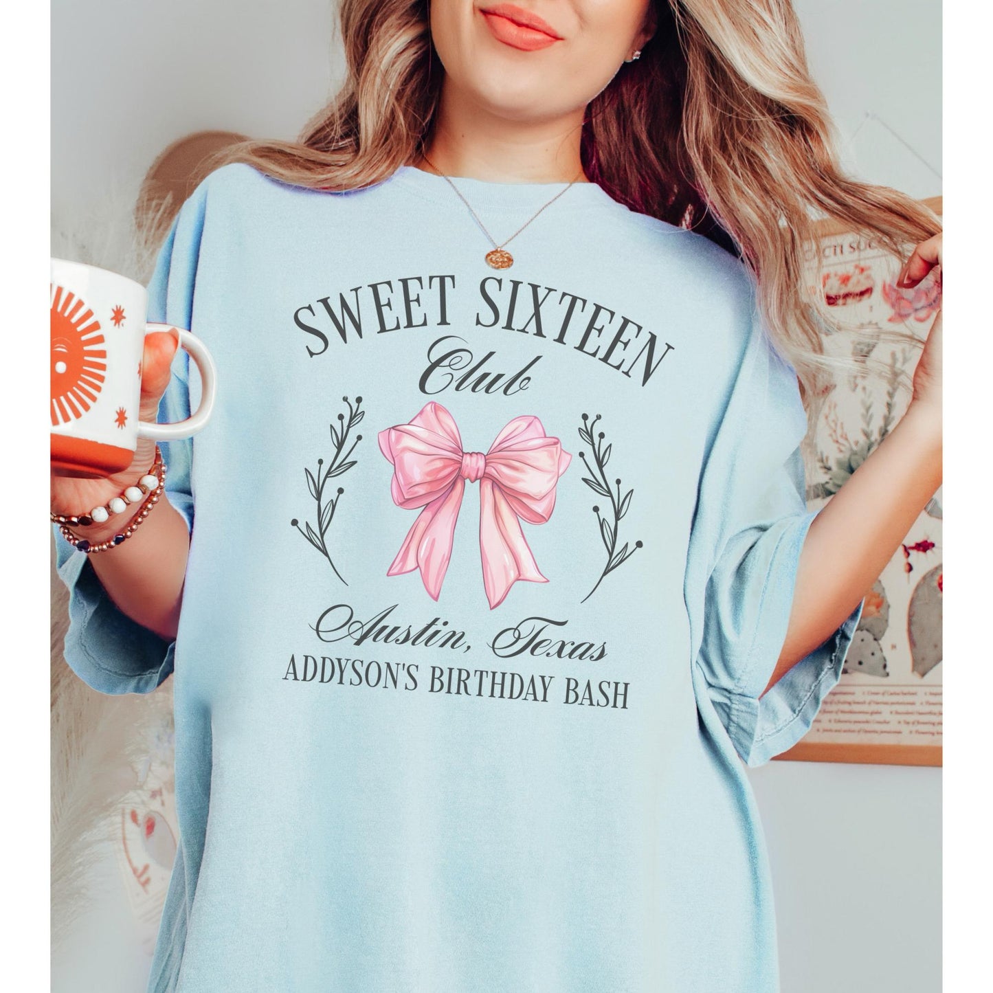 Personalized Coquette Bow Social Club 16th Birthday Shirt