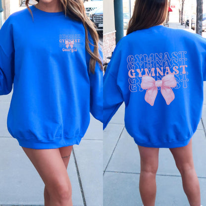 Personalized Coquette Bow Gymnastics Sweatshirt