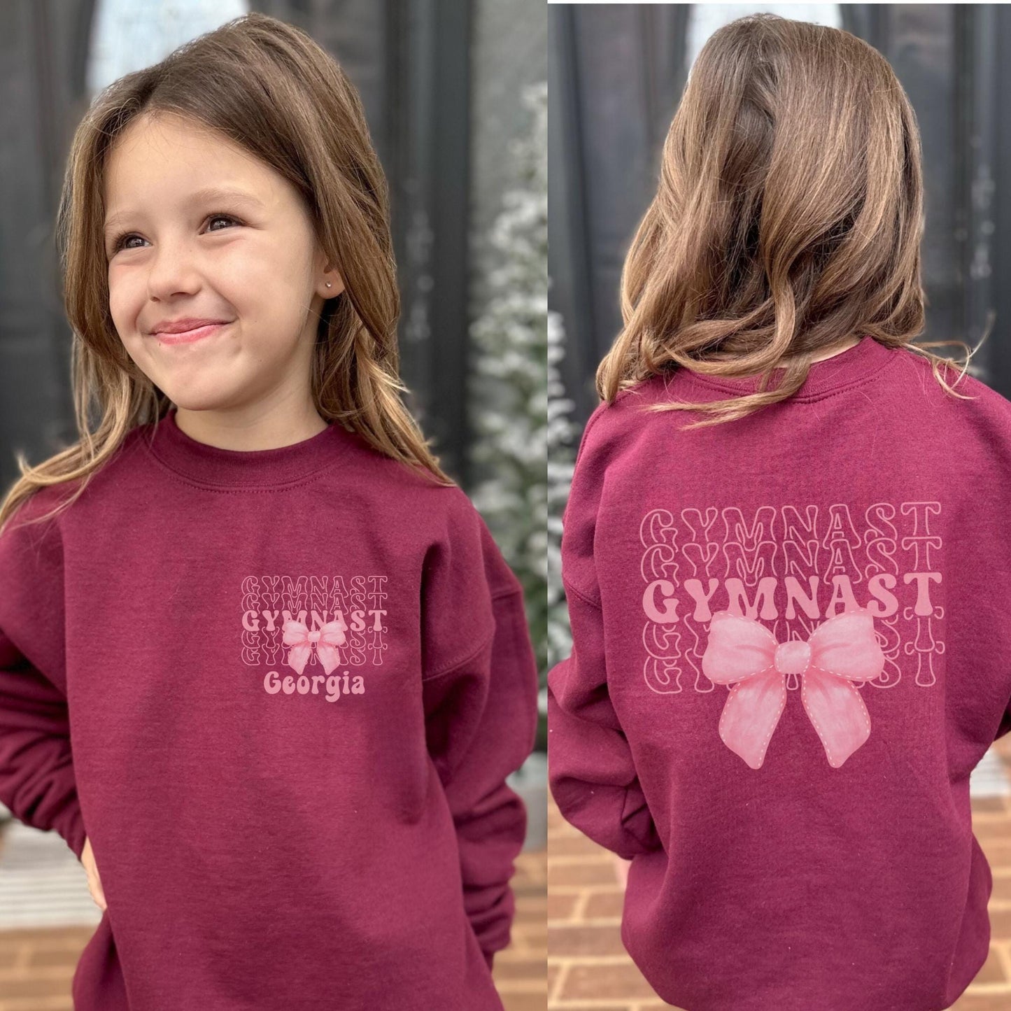 Personalized Coquette Bow Gymnastics Sweatshirt