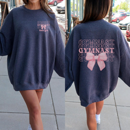 Personalized Coquette Bow Gymnastics Sweatshirt