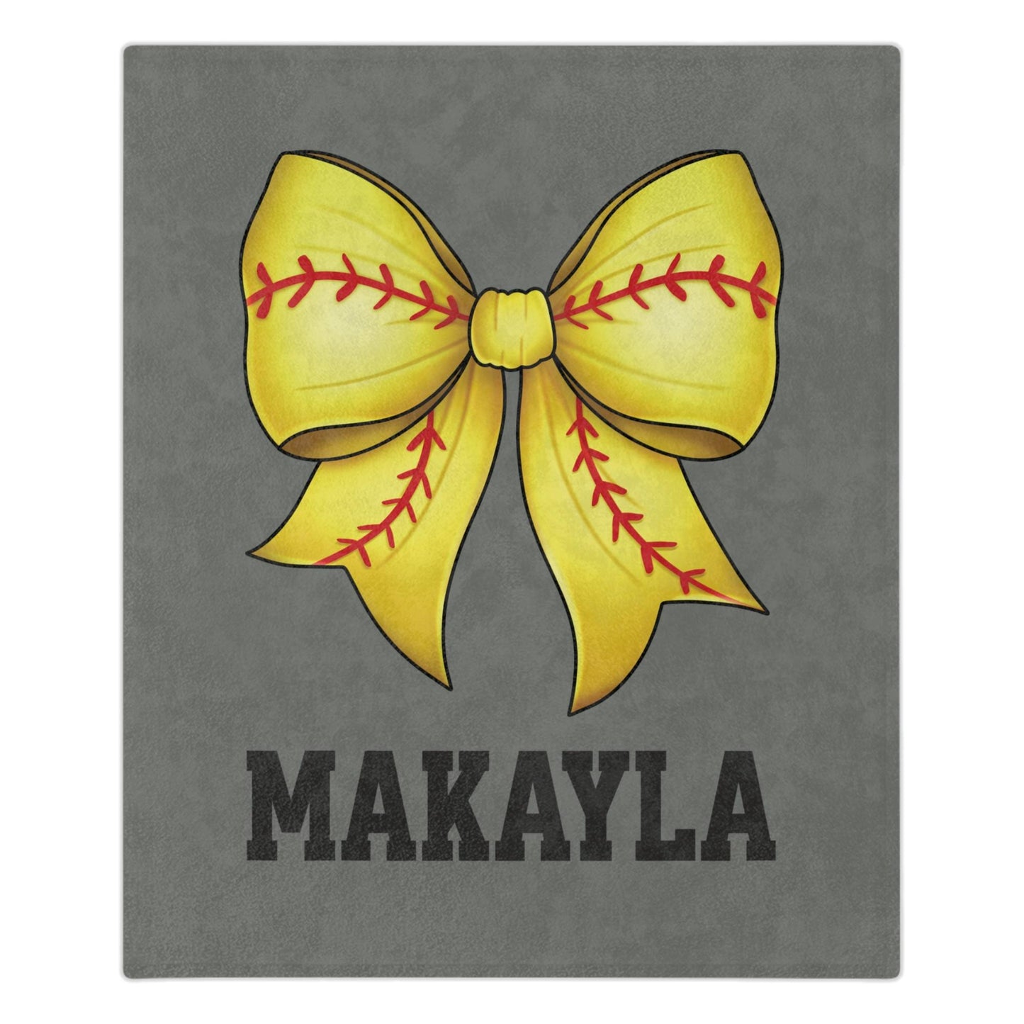 Custom Name Softball Bow Blanket