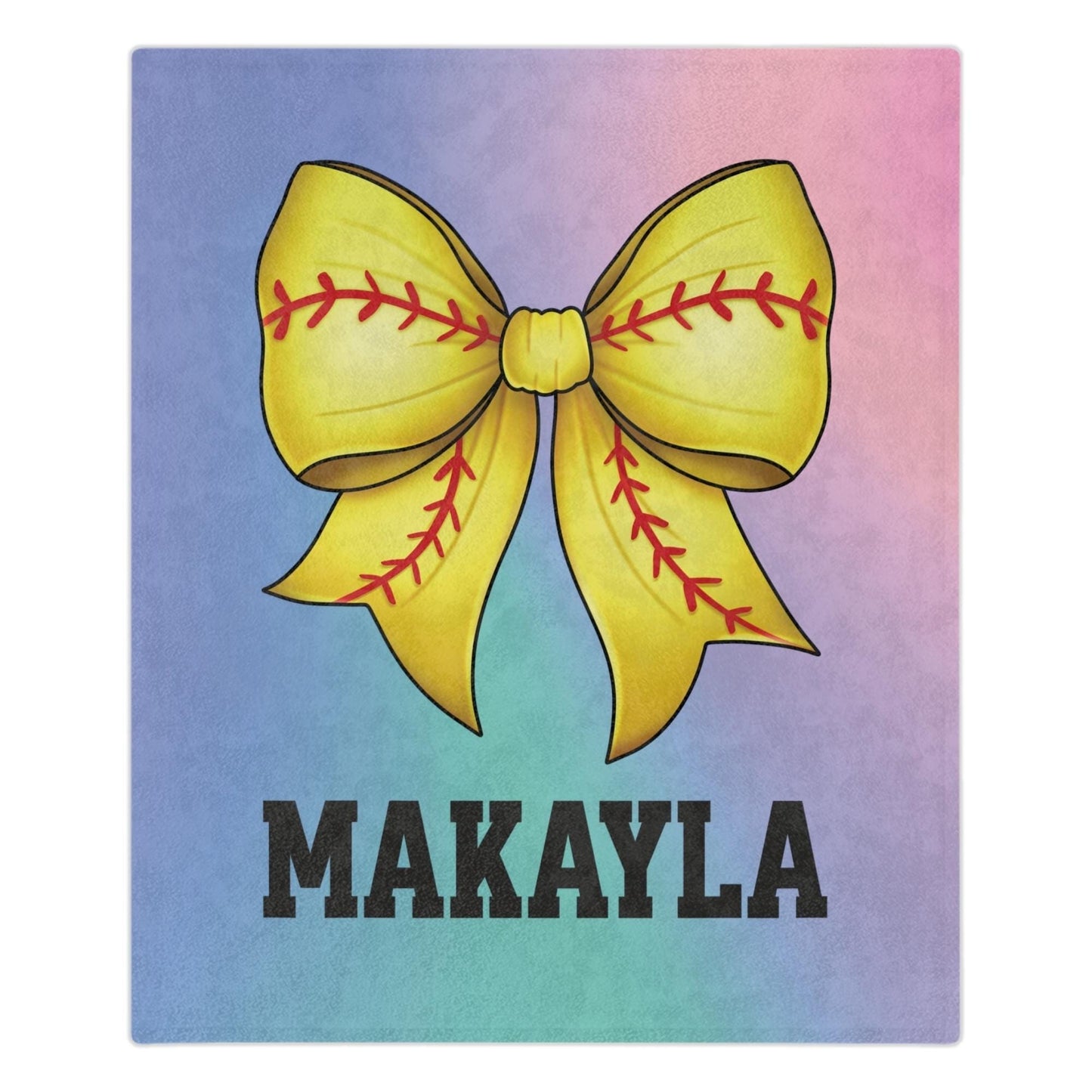 Custom Name Softball Bow Blanket