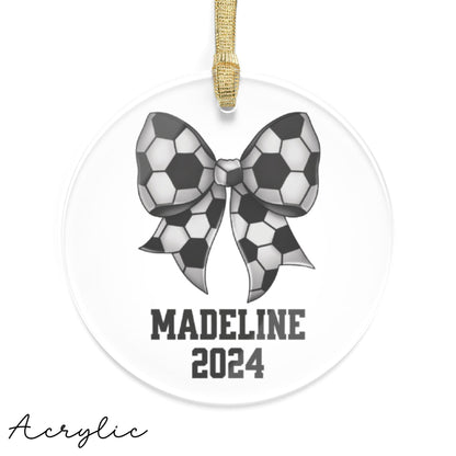 Personalized Soccer Bow Coquette Ornament