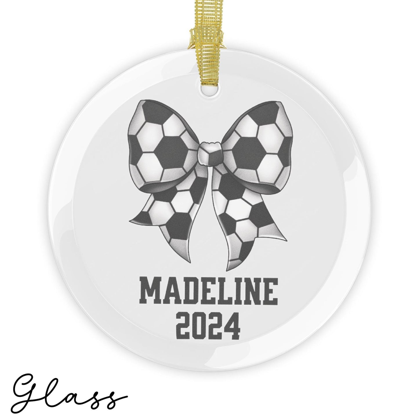 Personalized Soccer Bow Coquette Ornament