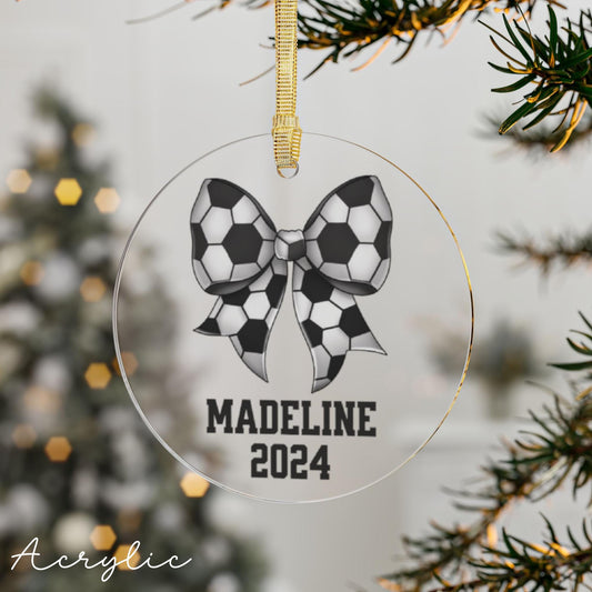 Personalized Soccer Bow Coquette Ornament