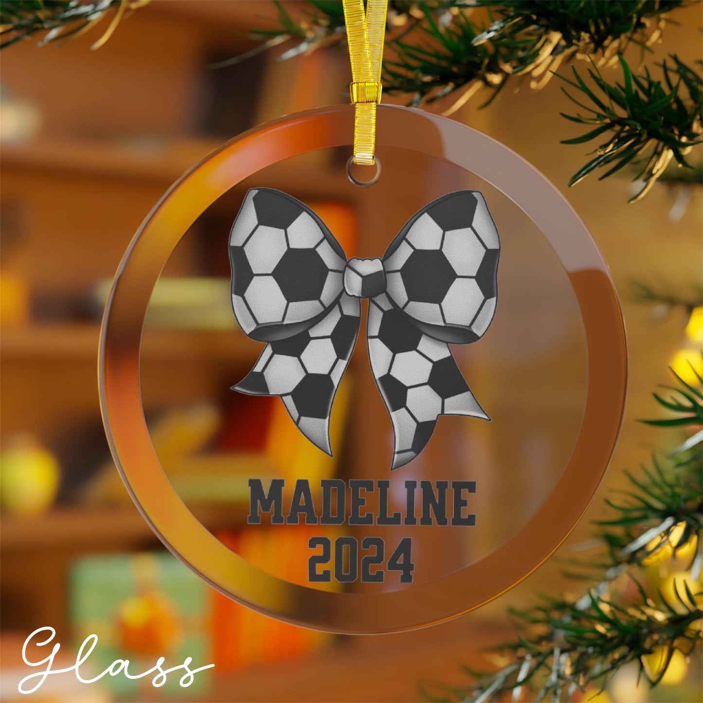 Personalized Soccer Bow Coquette Ornament