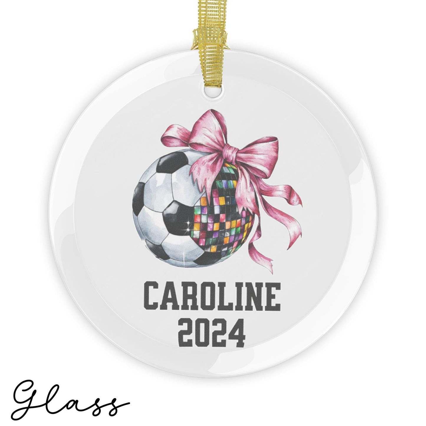 Personalized Soccer Bow Coquette Ornament