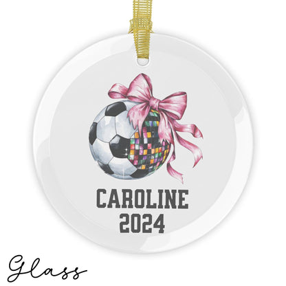 Personalized Soccer Bow Coquette Ornament