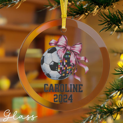 Personalized Soccer Bow Coquette Ornament