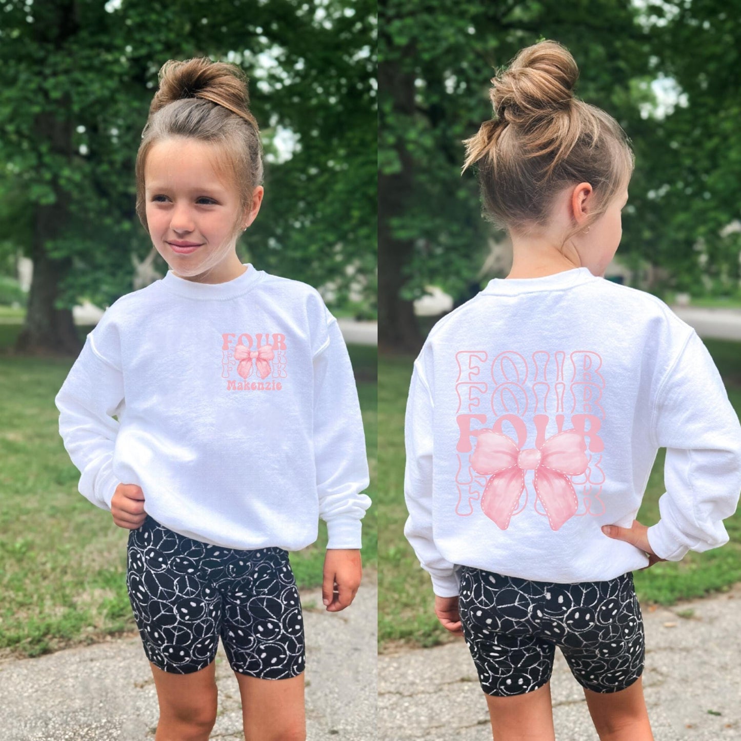 Personalized 4th Birthday Bow Sweatshirt