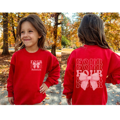 Personalized 4th Birthday Bow Sweatshirt