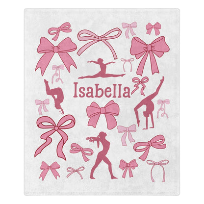 Personalized Name Gymnastics Coquette Bow Blanket