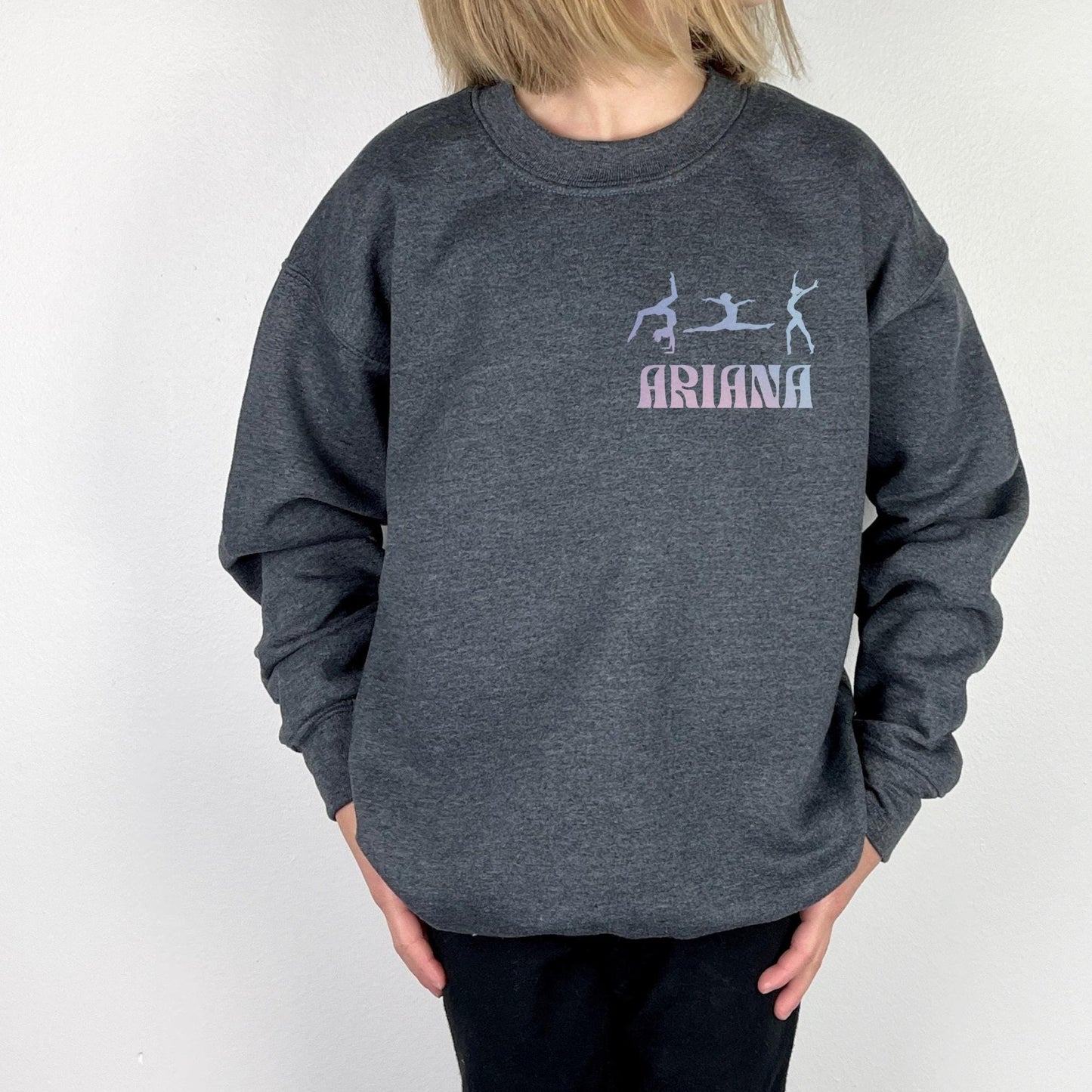 Personalized Name Gymnastics Vault Floor Bars Beam Repeat Sweatshirt