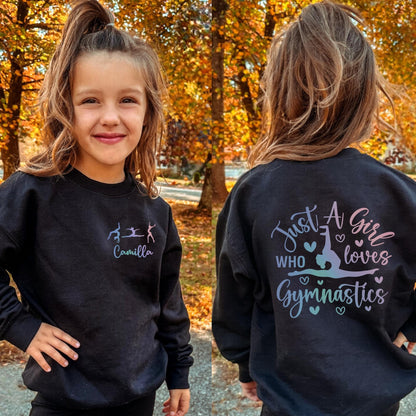 Personalized Name Just a Girl Who Loves Gymnastics Sweatshirt