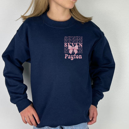 Personalized 7th Birthday Bow Sweatshirt