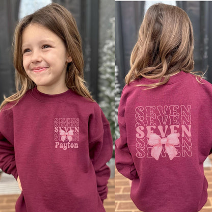 Personalized 7th Birthday Bow Sweatshirt