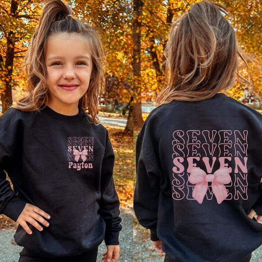 Personalized 7th Birthday Bow Sweatshirt