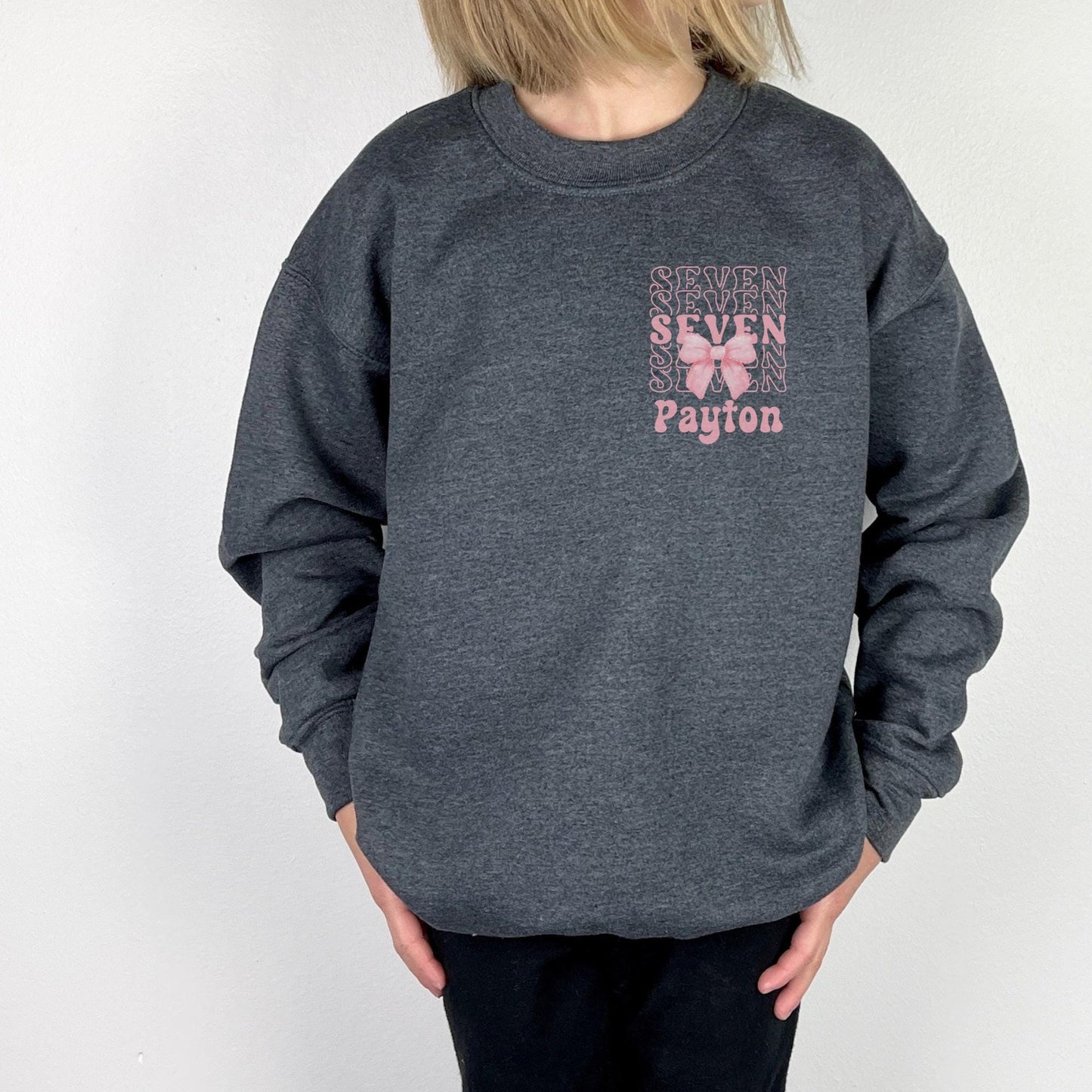 Personalized 7th Birthday Bow Sweatshirt