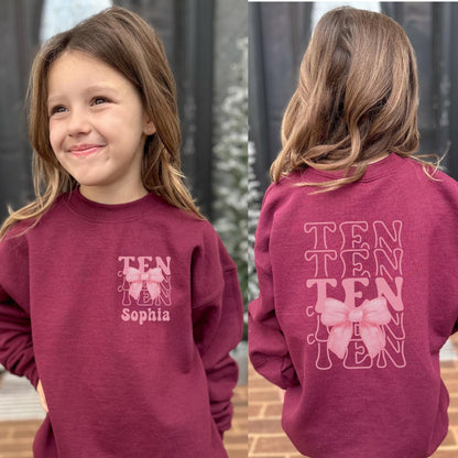 Personalized 10th Birthday Bow Sweatshirt