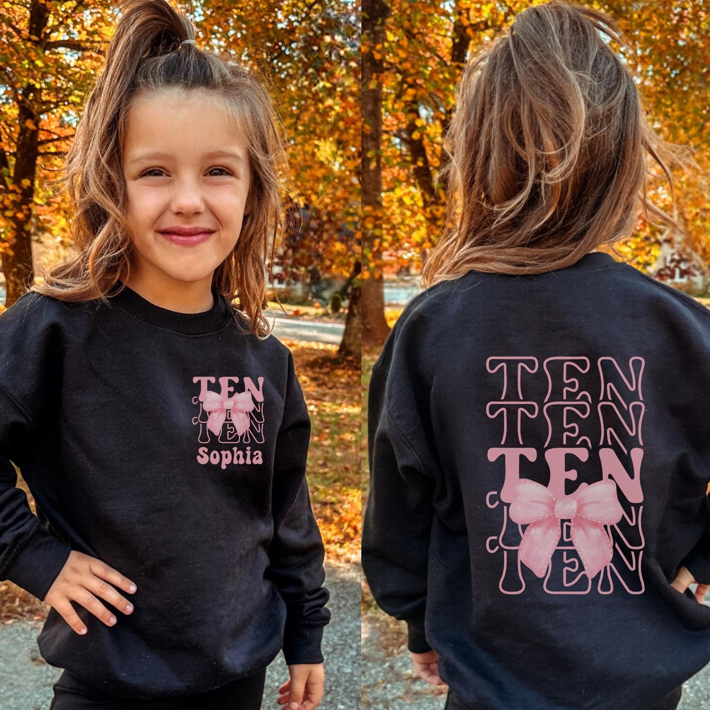 Personalized 10th Birthday Bow Sweatshirt