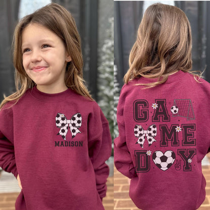 Personalized Soccer Bow Sweatshirt