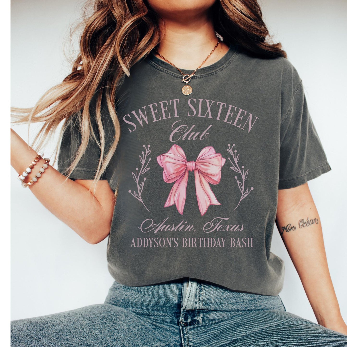 Personalized Coquette Bow Social Club 16th Birthday Shirt