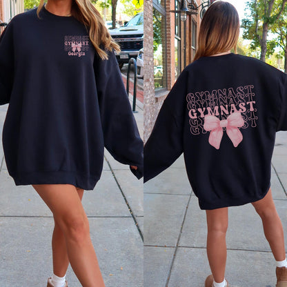 Personalized Coquette Bow Gymnastics Sweatshirt