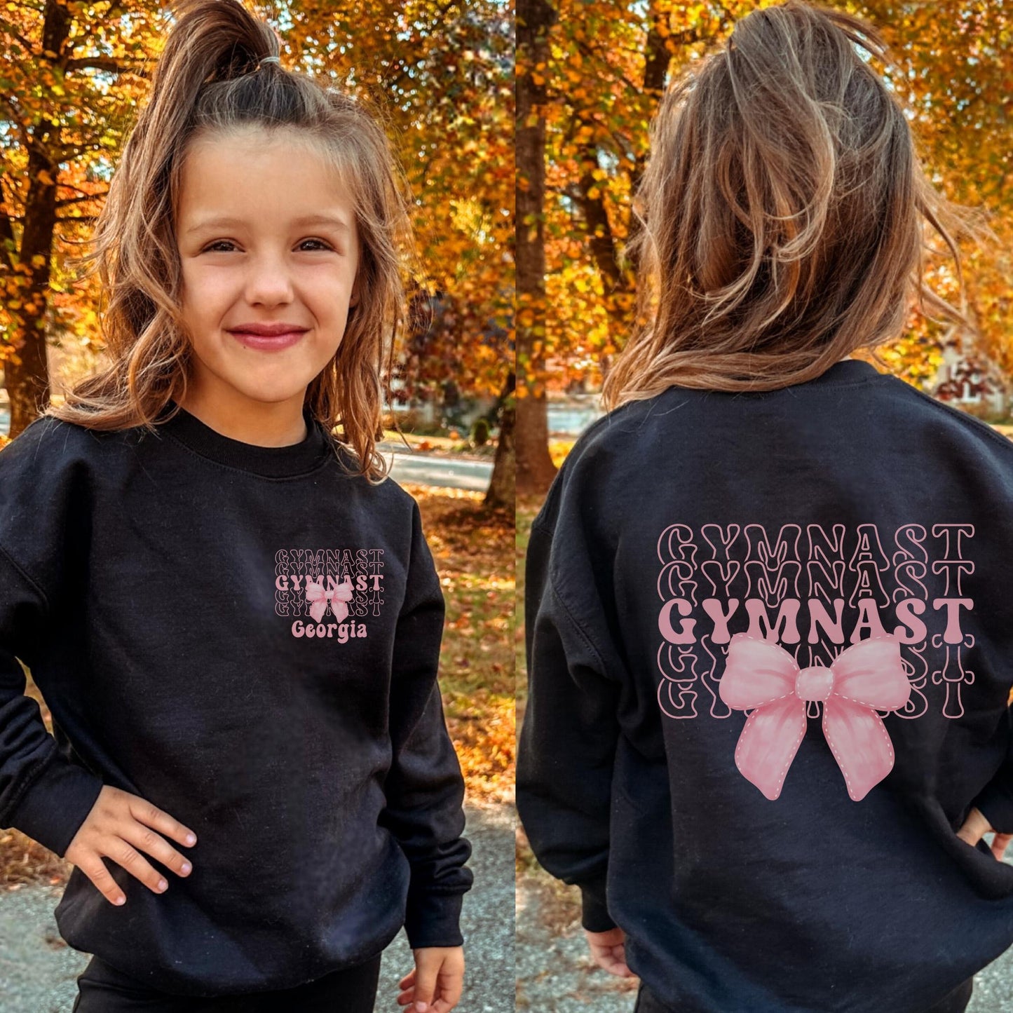 Personalized Coquette Bow Gymnastics Sweatshirt