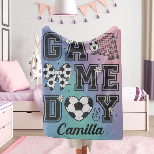 Personalized  Name Soccer Girls Blanket