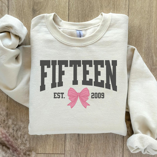 Coquette Bow Fifteenth Birthday Sweatshirt