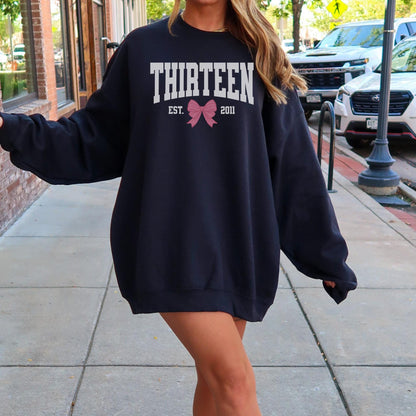 Coquette Bow Thirteenth Birthday Sweatshirt