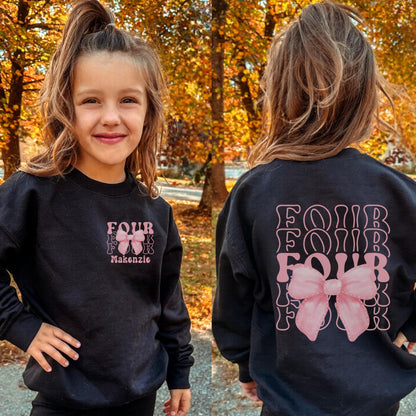 Personalized 4th Birthday Bow Sweatshirt