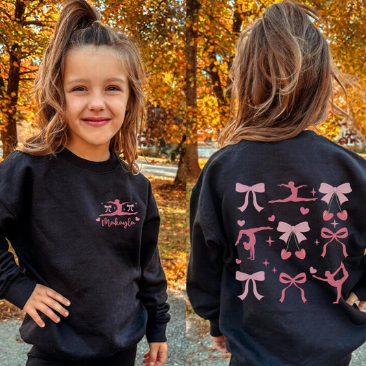 Personalized Name Coquette Bow Gymnastics Sweatshirt