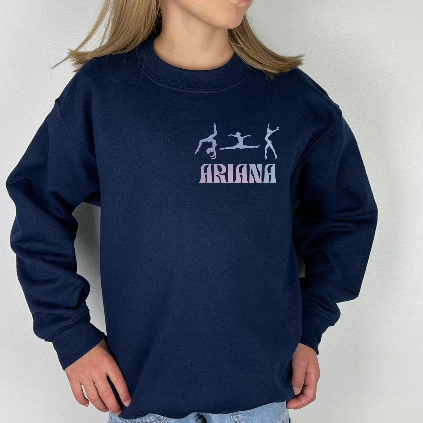 Personalized Name Gymnastics Vault Floor Bars Beam Repeat Sweatshirt