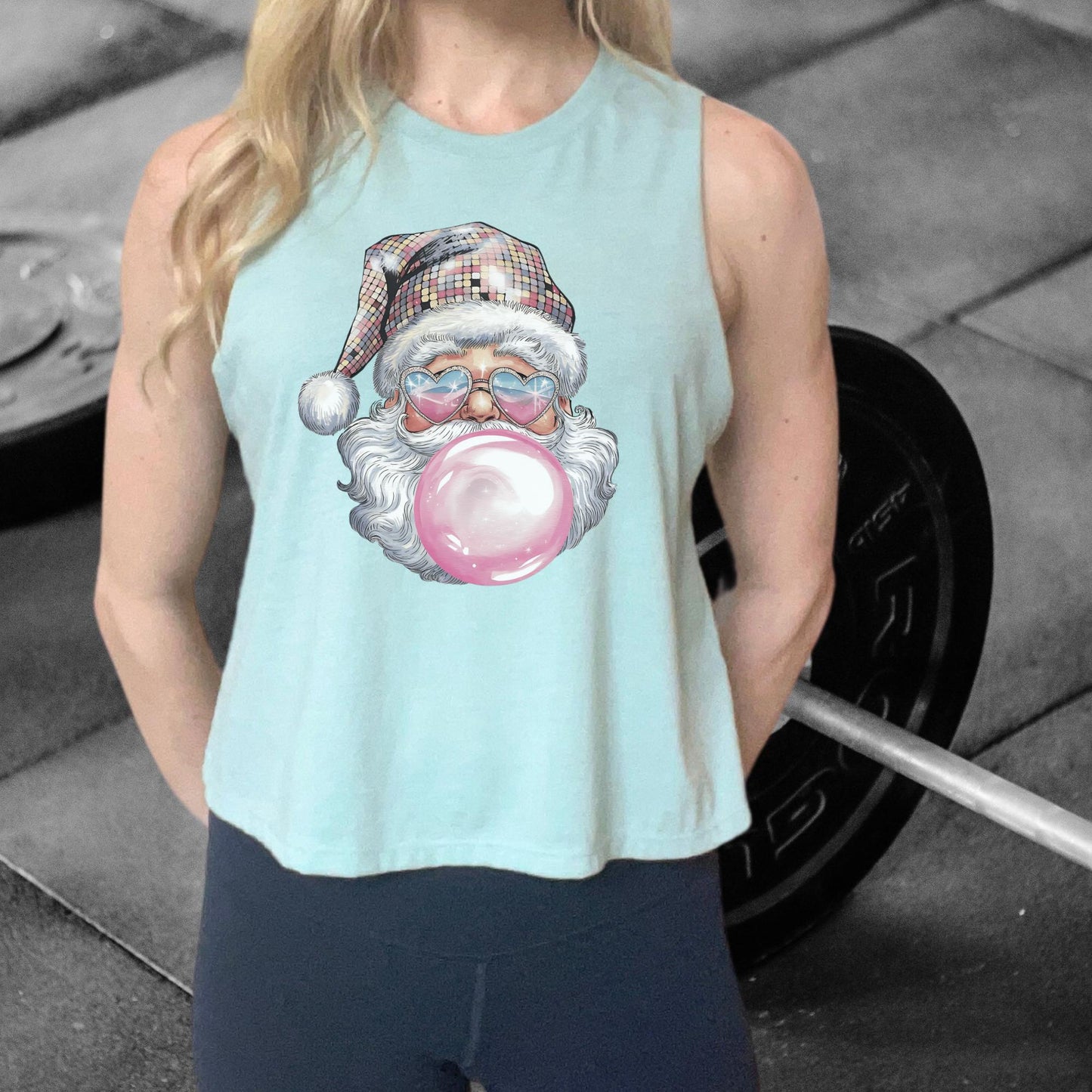 Santa Blowing Bubble Christmas Workout Top