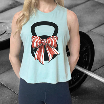 Christmas Kettlebell Candy Cane Bow Workout Top