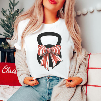 Christmas Kettlebell Candy Cane Bow Workout Top