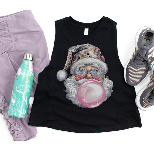 Santa Blowing Bubble Christmas Workout Top