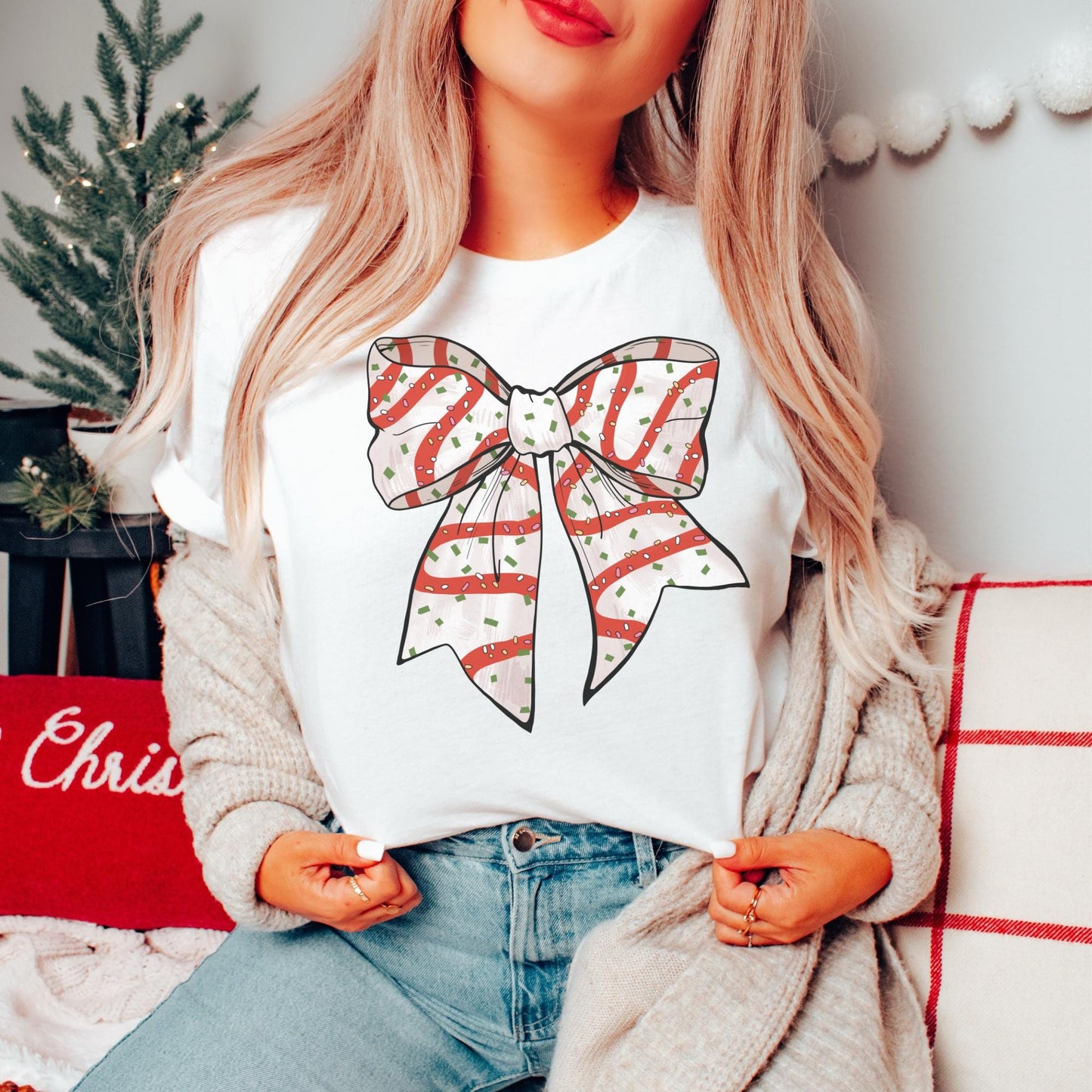 Christmas Cake Bow Workout Top