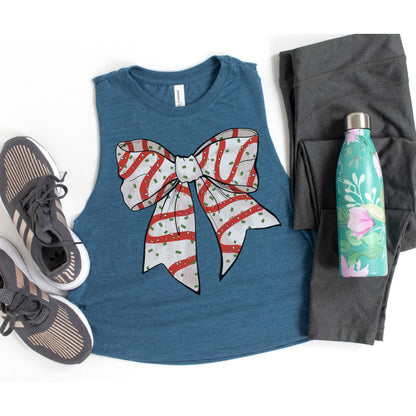 Christmas Cake Bow Workout Top