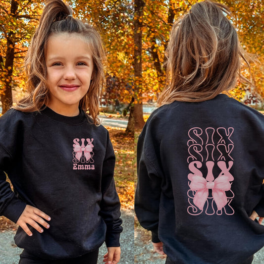 Personalized 6th Birthday Bow Sweatshirt