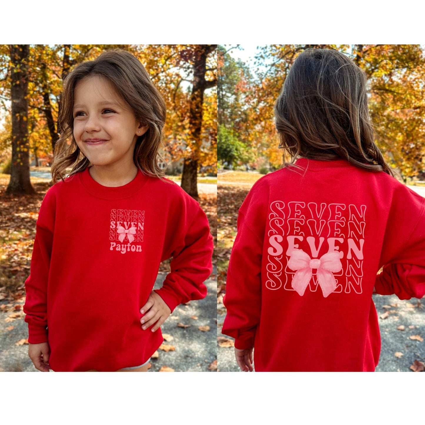 Personalized 7th Birthday Bow Sweatshirt