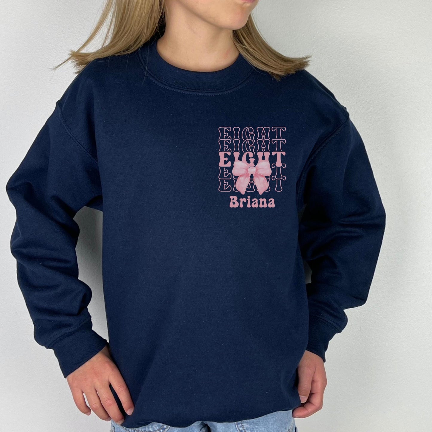 Personalized 8th Birthday Bow Sweatshirt