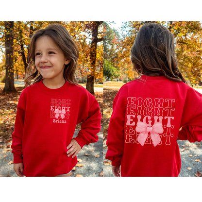 Personalized 8th Birthday Bow Sweatshirt