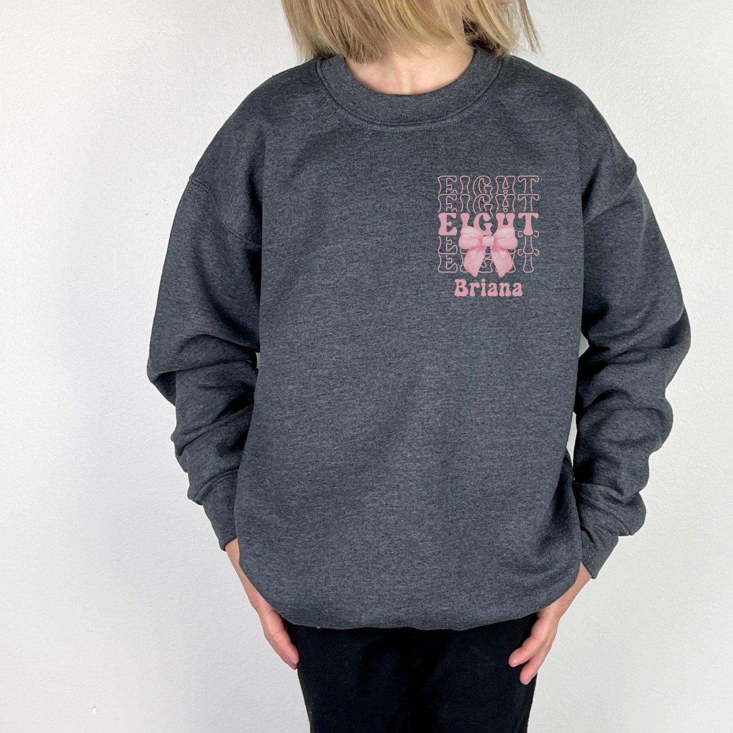 Personalized 8th Birthday Bow Sweatshirt