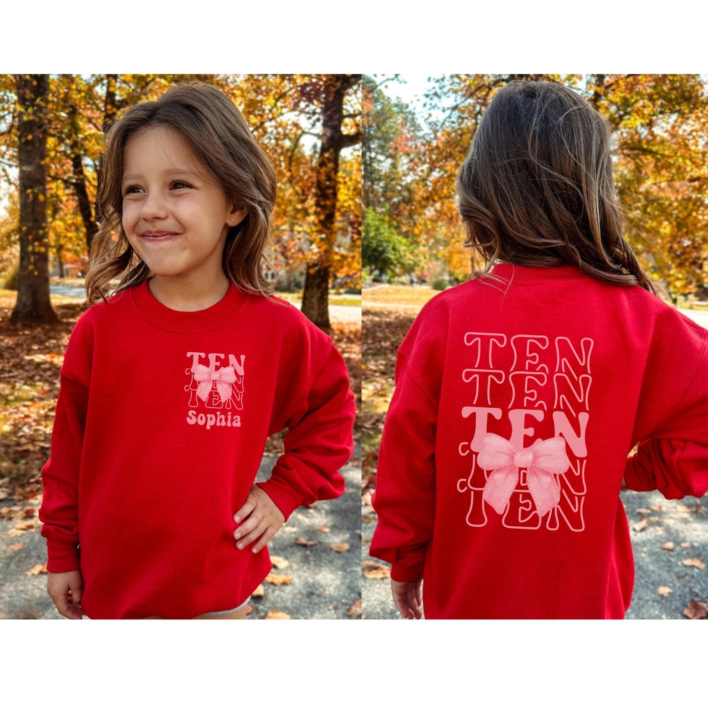 Personalized 10th Birthday Bow Sweatshirt