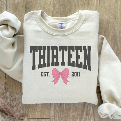 Coquette Bow Thirteenth Birthday Sweatshirt