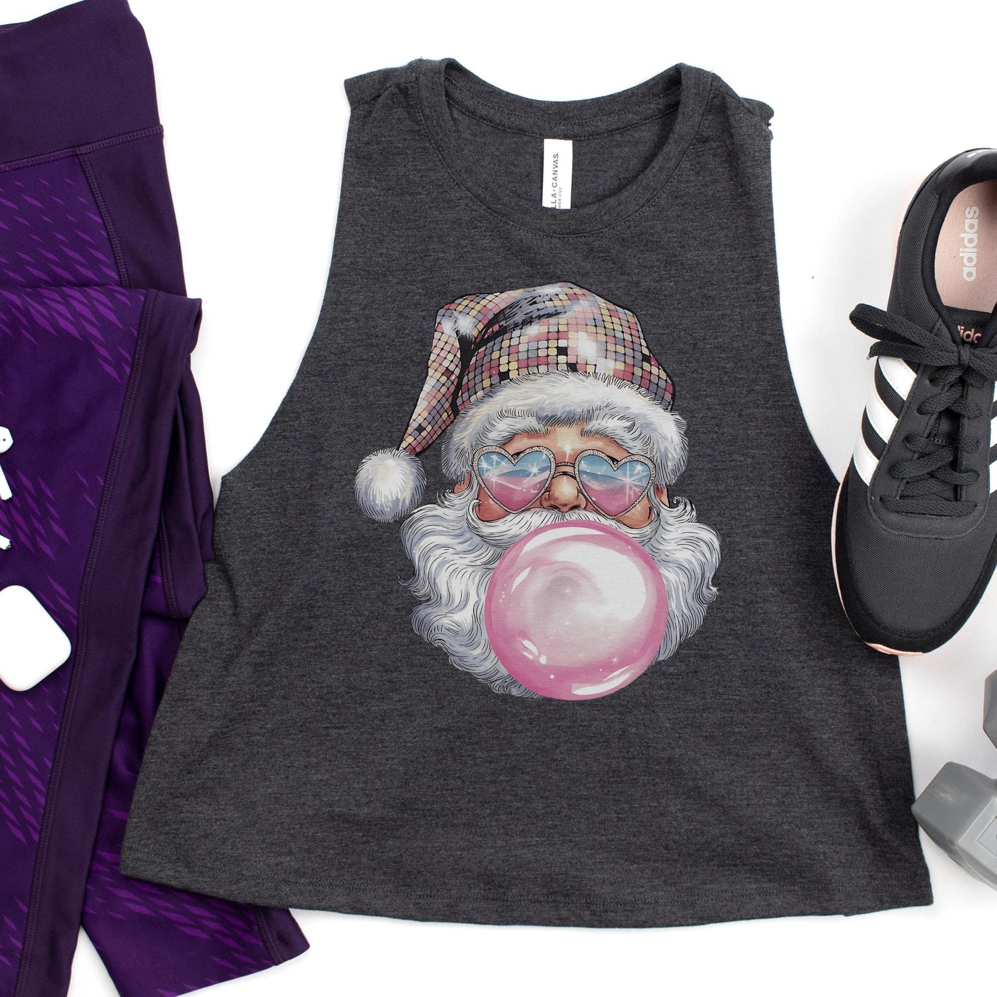 Santa Blowing Bubble Christmas Workout Top