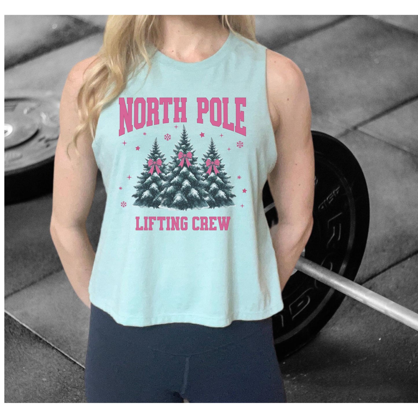 Christmas Tree Coquette Bow Workout Top