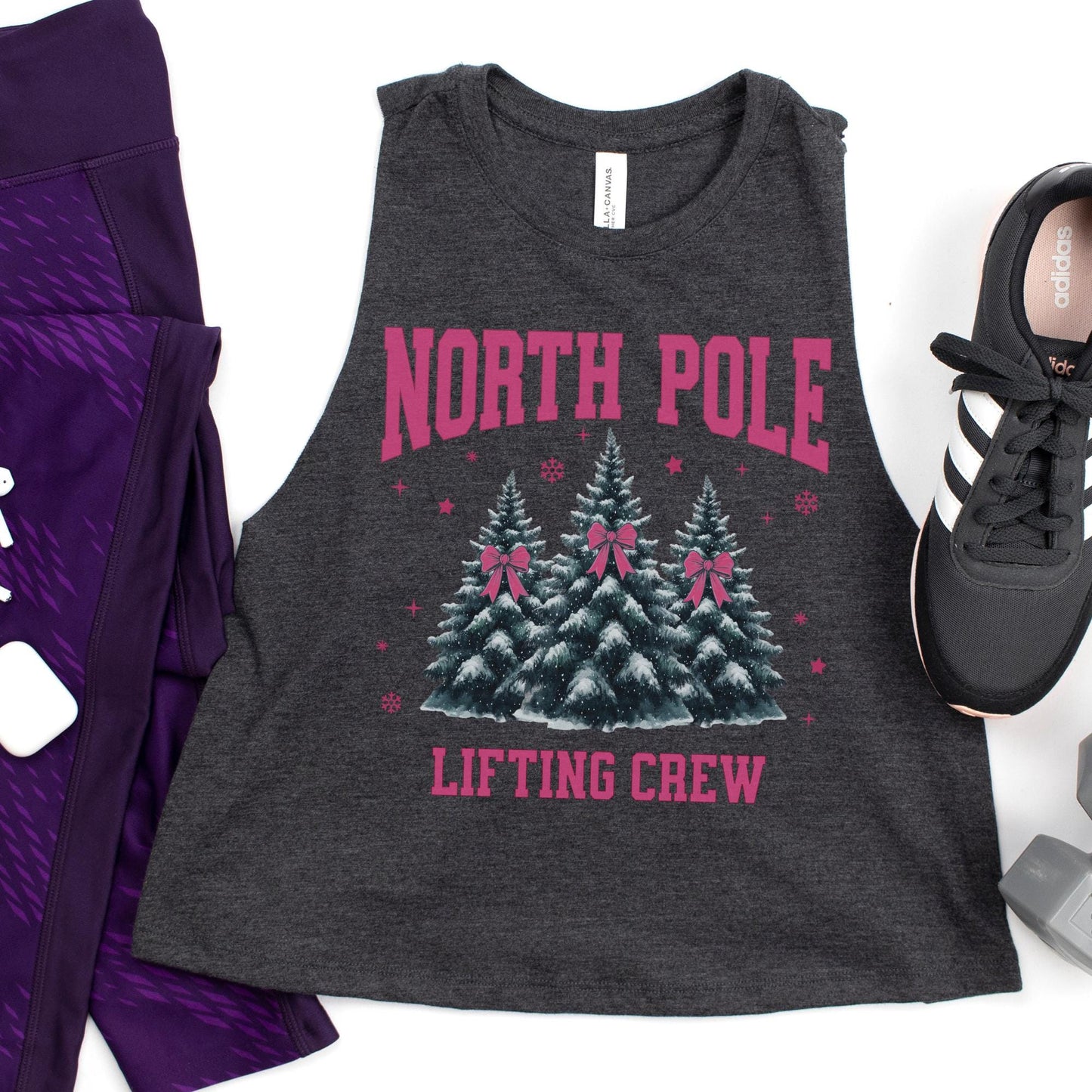 Christmas Tree Coquette Bow Workout Top